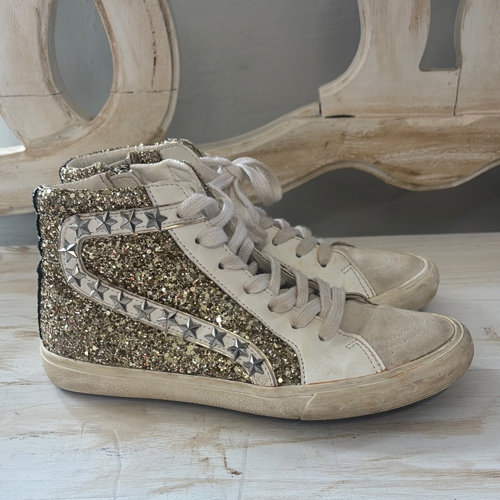 Vintage Havana Gold Glitter High Top Sneakers Womens Size 6‎